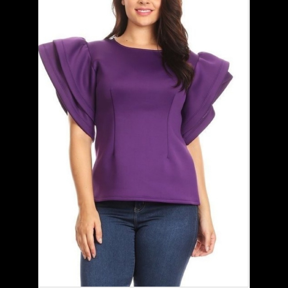 Big ruffle sleeve top plus size
